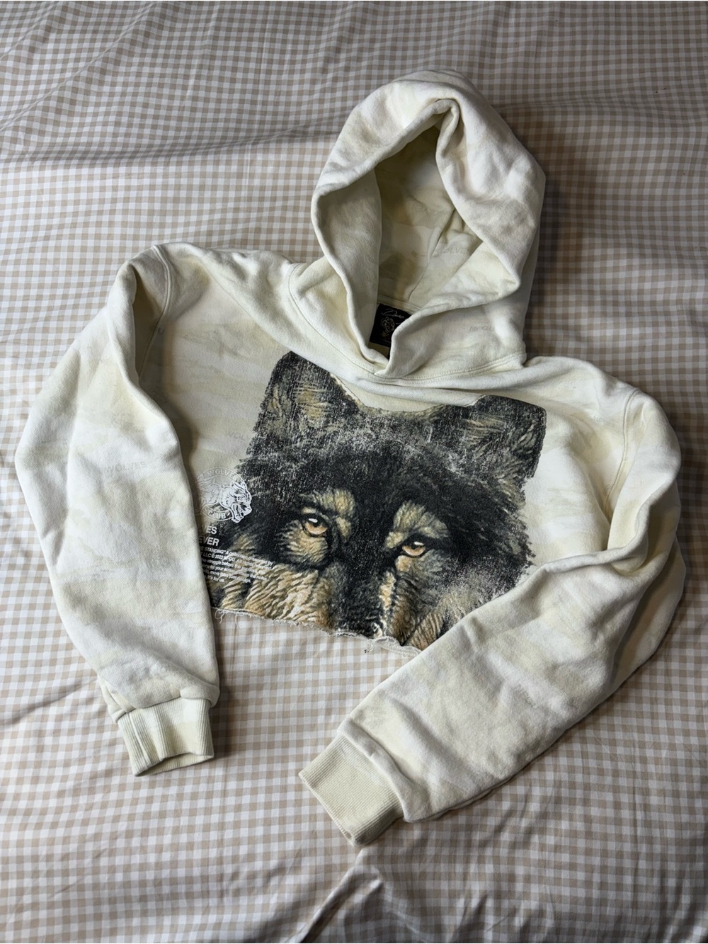 Darc Sport Wolf Head Camo Cropped Hoodie